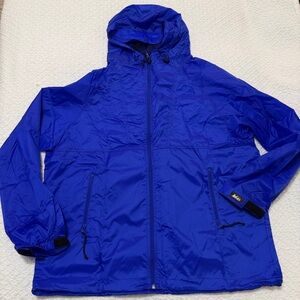 Vintage REI Windpack Packable Royal Blue Jacket Full Zip Hooded Unisex Size XL